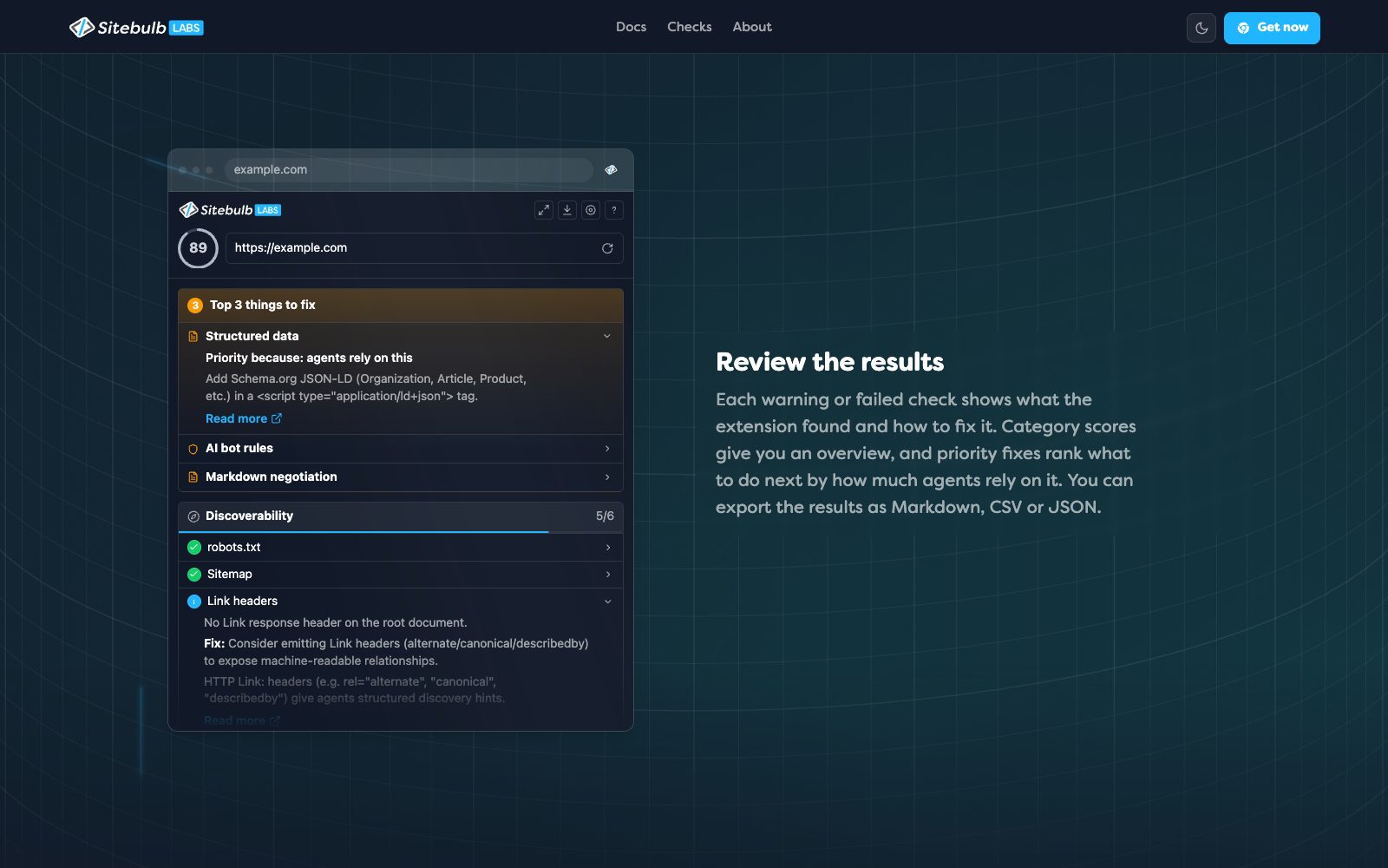 Extension results with the top things to fix