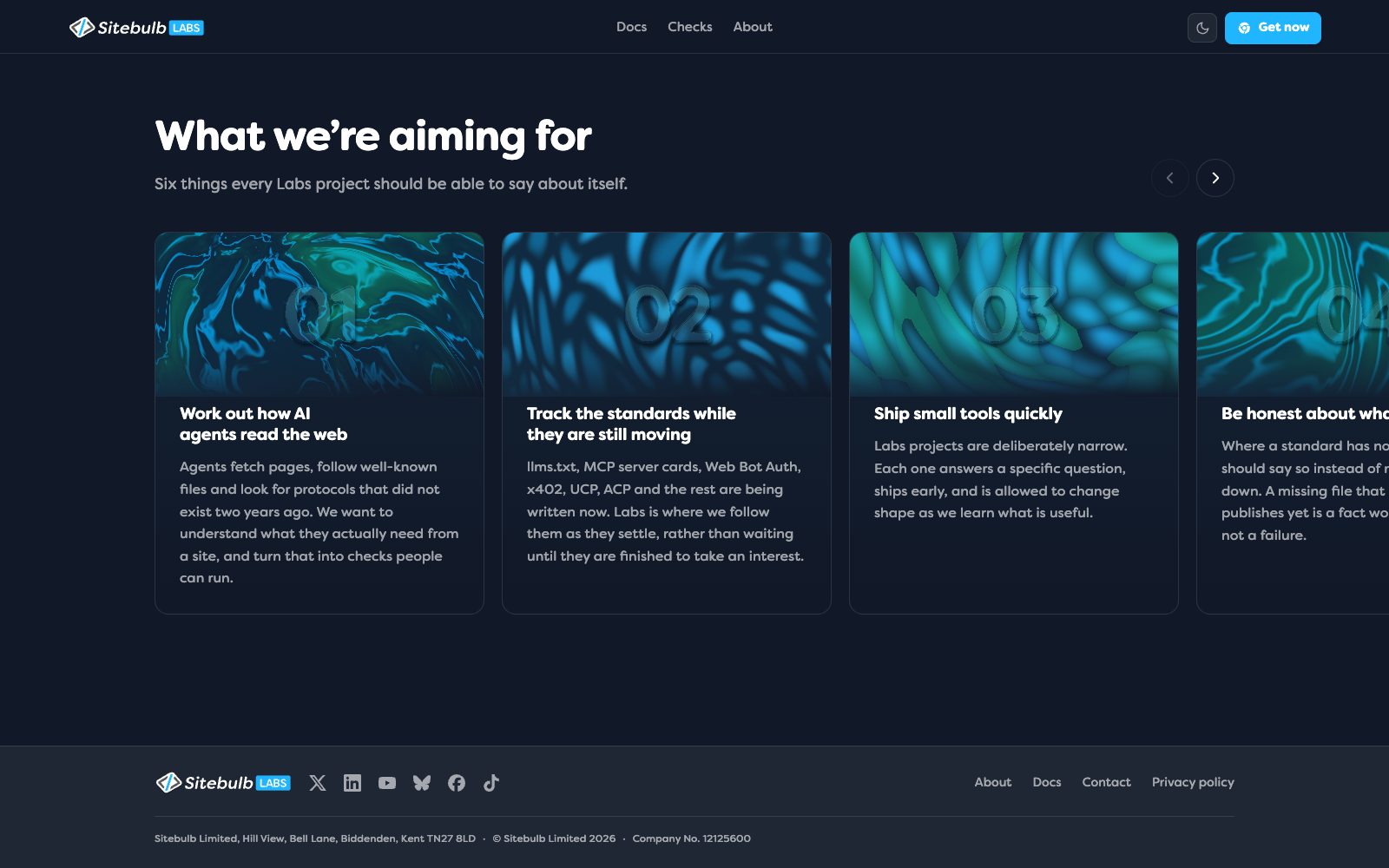 About page with project principles