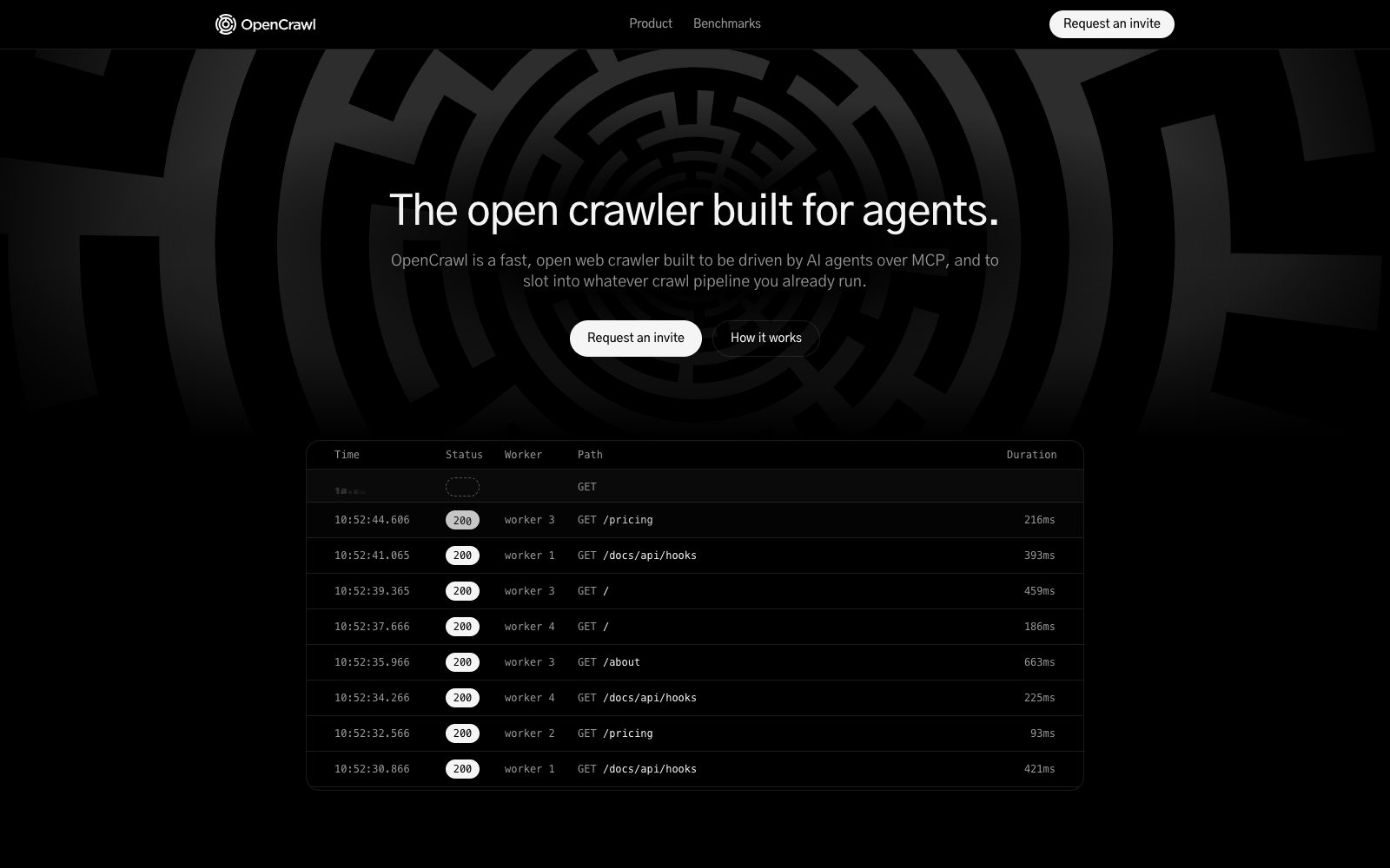 OpenCrawl home page hero